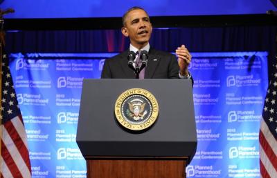 U.S. President Barack Obama speaks at the Planned Parenthood National Conference at the Marriott Wardman Park Hotel in Washington, April 26, 2013.