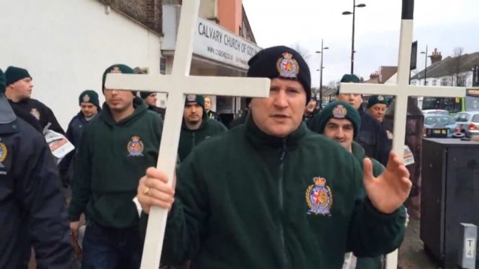 Video screencap of Britain First march in Bury Park, Luton, posted online on January 23, 2016.