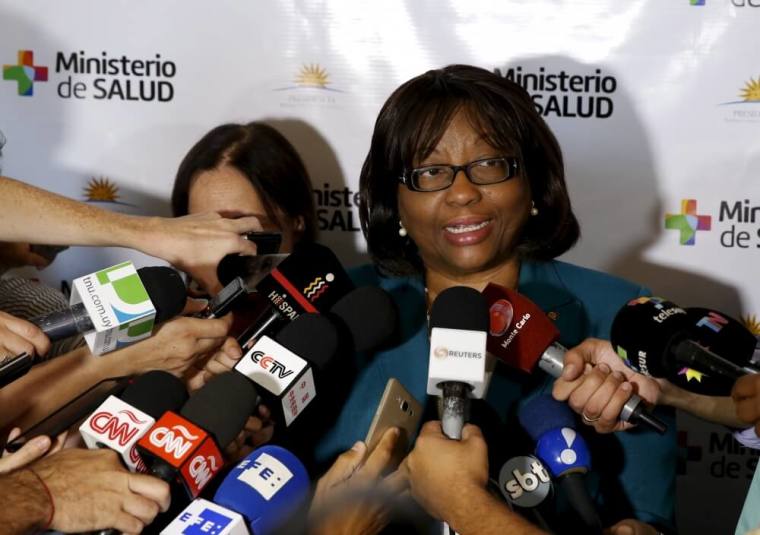 Director of the Pan American Health Organization Carissa Etienne makes declarations to the media during a meeting of Public Health ministers of the Mercosur trade block (Argentina, Brazil, Paraguay, Uruguay and Venezuela) and from Bolivia, Colombia, Ecuador, Peru, Mexico, Dominican Republic and Suriname at the Mercosur building to discuss policies to deal with the Zika virus, in Montevideo, February 3, 2016.