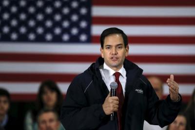 U.S. Senator and Republican presidential candidate Marco Rubio speaks during a campaign rally in Bow, New Hampshire, February 3, 2016.