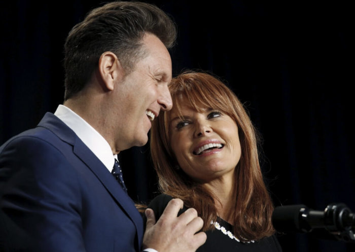 Producer Mark Burnett and actress Roma Downey, the husband and wife team behind the popular 2013 History Channel miniseries 'The Bible,' deliver the keynote address at the National Prayer Breakfast in Washington February 4, 2016.