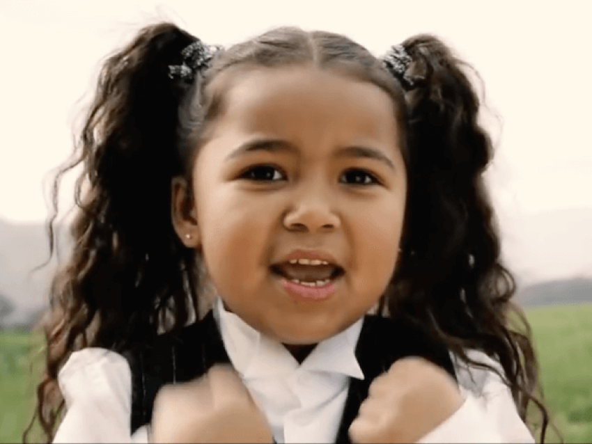 Heavenly Joy, 5, on the set of her music video "War" 2016.