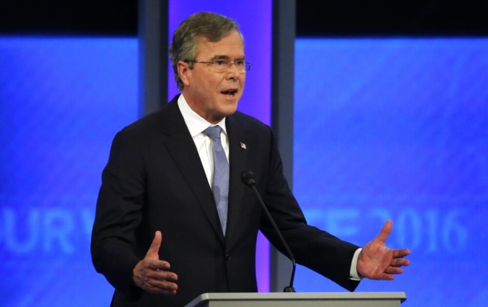 Republican U.S. presidential candidate and former Governor Jeb Bush speaks at the Republican U.S. presidential candidates debate sponsored by ABC News at Saint Anselm College in Manchester, New Hampshire February 6, 2016.