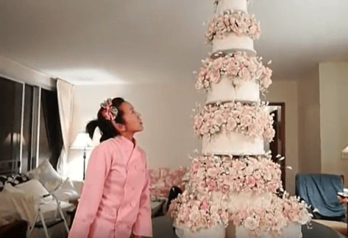 A 10-foot tall wedding cake that took a year to make.