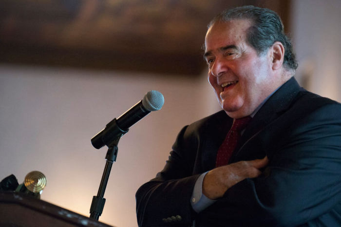 U.S. Supreme Court Justice Antonin Scalia speaks at an event sponsored by the Federalist Society at the New York Athletic Club in New York October 13, 2014.
