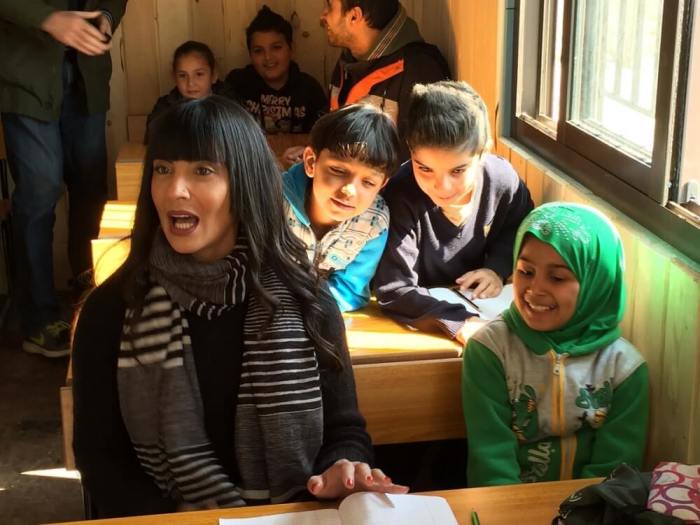 SAT-7 educational work for children in Bekaa Valley, Lebanon, taken in February 2016.