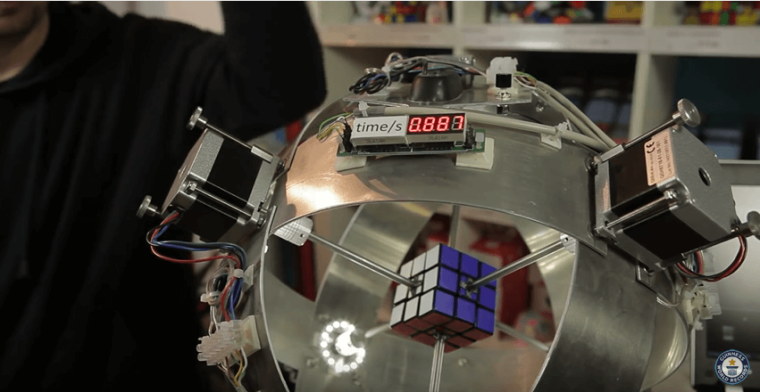 Robot solving Rubik's Cube in record time.