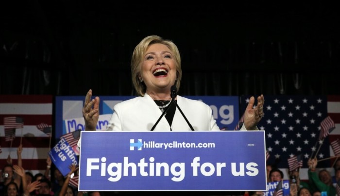 Democratic U.S. presidential candidate Hillary Clinton speaks to supporters at her Super Tuesday primary night party in Miami, Florida March 1, 2016.