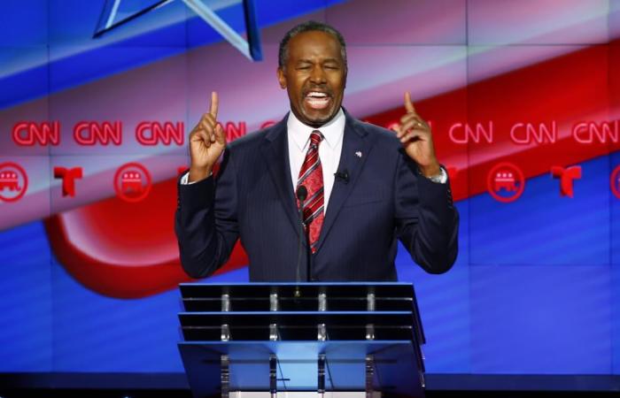 Republican U.S. presidential candidate Dr. Ben Carson speaks at the debate sponsored by CNN for the 2016 Republican U.S. presidential candidates in Houston, Texas, February 25, 2016.
