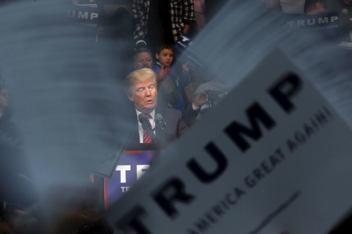 Republican U.S. presidential candidate Donald Trump speaks to supporters during a campaign rally in Warren, Michigan, March 4, 2016.