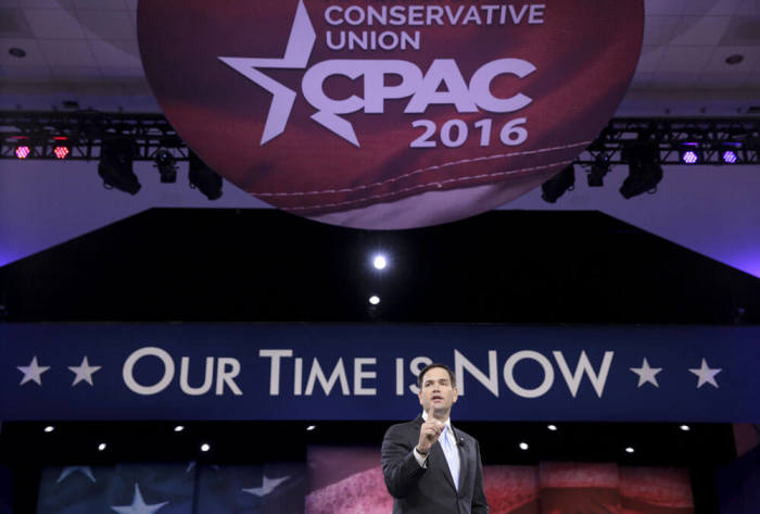 Republican presidential candidate Florida Senator Marco Rubio speaks at the 2016 Conservative Political Action Conference (CPAC) at National Harbor, Maryland March 5, 2016.