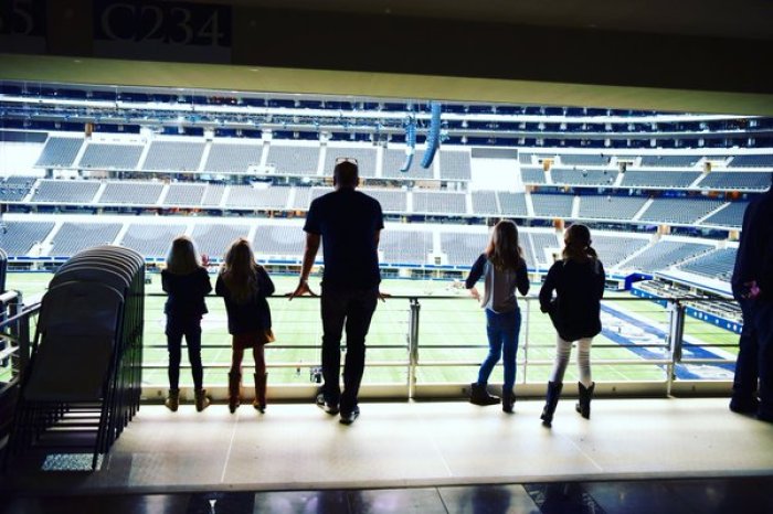 Greg Laurie and grandchildren at AT&T Stadium in Arlington, Texas, on the eve of Harvest America 2016 on Saturday, March 5, 2016.