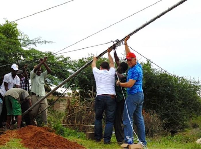 Lee Sonius, sub-Saharan Director Africa for Reach Beyond, helps a Kenya town build its first radio station in their district in May 9, 2015. Reach Beyond has planted 5 radio stations in Kenya and 100 stations throughout Africa.