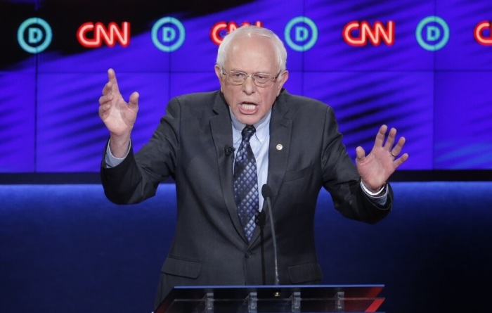 Democratic U.S. presidential candidate and U.S. Senator Bernie Sanders speaks during the Democratic U.S. presidential candidates' debate in Flint, Michigan, March 6, 2016.