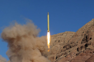 A ballistic missile is launched and tested in an undisclosed location, Iran, March 9, 2016.