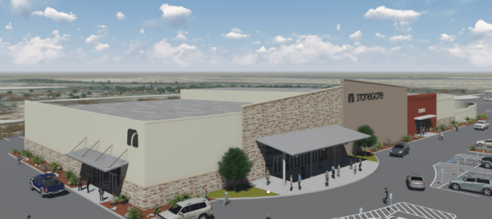 An artist's rendering of what the future Odessa campus for Stonegate Fellowship Church of Midland, Texas will look like. Construction on the new site is scheduled to be completed by Christmas 2016.