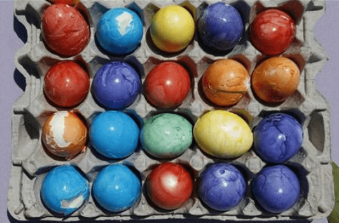 Colored eggs used in the annual Easter Egg Roll are seen at the White House in Washington, April 25, 2011.