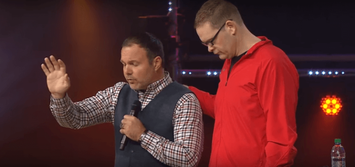Pastor Mark Driscoll prays for leaders in ministry and for attendees of Pastor Perry Noble's The Most Excellent Way to Lead Conference, March 3, 2016, Anderson, South Carolina.