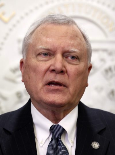 Georgia Governor Nathan Deal speaks to the media at the State Capitol in Atlanta, Georgia, January 30, 2014.