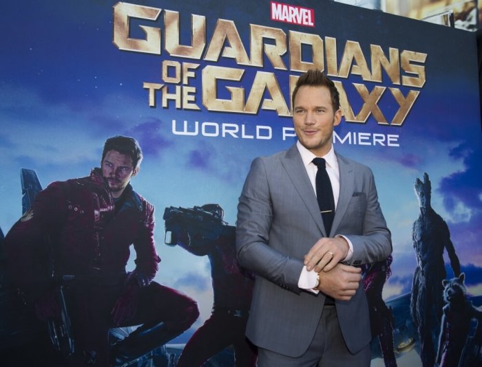 Chris Pratt poses at the premiere of 'Guardians of the Galaxy' in Hollywood, California, July 21, 2014.