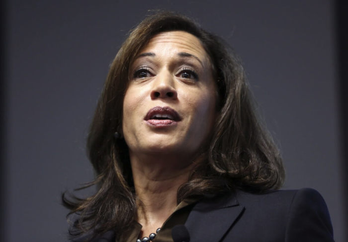 California Attorney General Kamala Harris speaks at the Facebook headquarters in Menlo Park, California February 10, 2015. Harris, who is seeking a U.S. Senate seat, addressed a group of school children on Safer Internet Day.