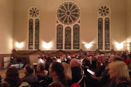 The sanctuary of St. Paul's United Methodist Church of Denver, Colorado.