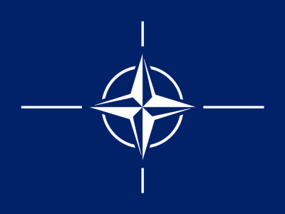 The flag of the North Atlantic Treaty Organization (NATO).