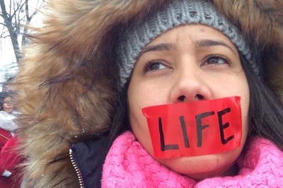 Monique Ortega prays often outside a Planned Parenthood abortion center in The Bronx.