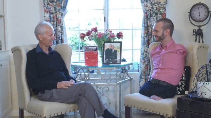 Boris (R) and Nick Vujicic in a video interview uploaded on April 19, 2016.
