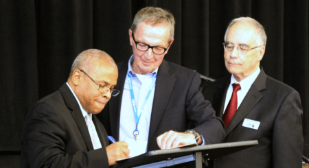 Leaders from the Cooperative Baptist Fellowship of Georgia and New Era Missionary Baptist Convention of Georgia agree to a "Covenant of Action" promising to work alongside each other in missions and charity work.