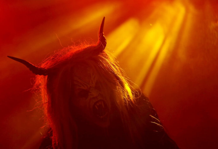 A man dressed as a devil performs during a Krampus show in the southern Bohemian town of Kaplice, December 12, 2015. 