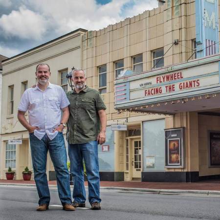 Kendrick Brothers (L to R Alex and Stephen) pose for a promotional photo while filming "War Room," 2015.