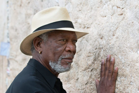 Morgan Freeman on set of "The Story of God," 2016.