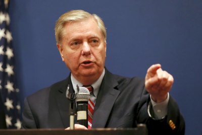 U.S. Senator Lindsey Graham speaks during a news conference in Cairo, Egypt April 3, 2016.