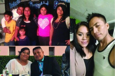 Julian Palma, 44 (L-photos) with his wife and children. Ivan Torres, 29 (R) with his wife. Both drowned during a men's retreat at Lake Manatee in Florida on Saturday, April 30, 2016, after a canoe they were in capsized. Palma died trying to save Torres.