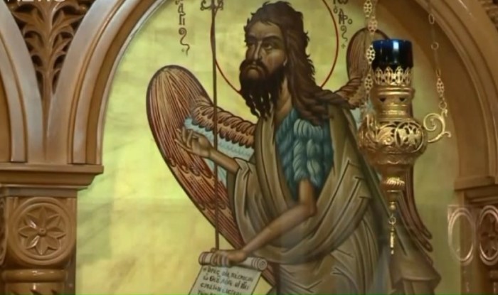 Parishioners of Assumption Greek Orthodox Church in Homer Glen, Illinois say this icon of St. John the Baptist exudes a fragrant oil with healing properties, April 29, 2016.