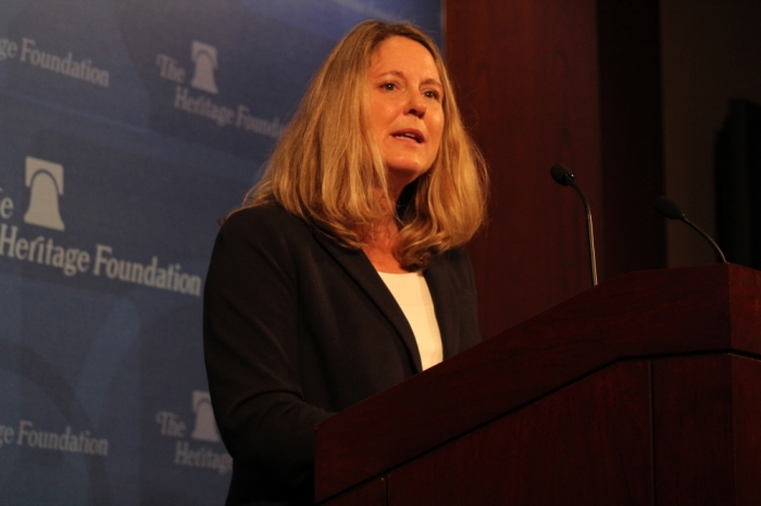 WORLD Magazine Senior Editor Mindy Belz speaks at the Heritage Foundation's office in Washington, D.C. on May 4, 2016.