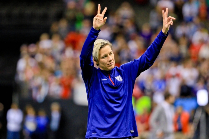 United States of America forward Abby Wambach (20) salutes fans as she walks off the field following her final appearance with the team following a game against the China PR in the final game of the World Cup Victory Tour that took place at the Mercedes-Benz Superdome on Dec 16, 2015 in New Orleans, Louisiana.