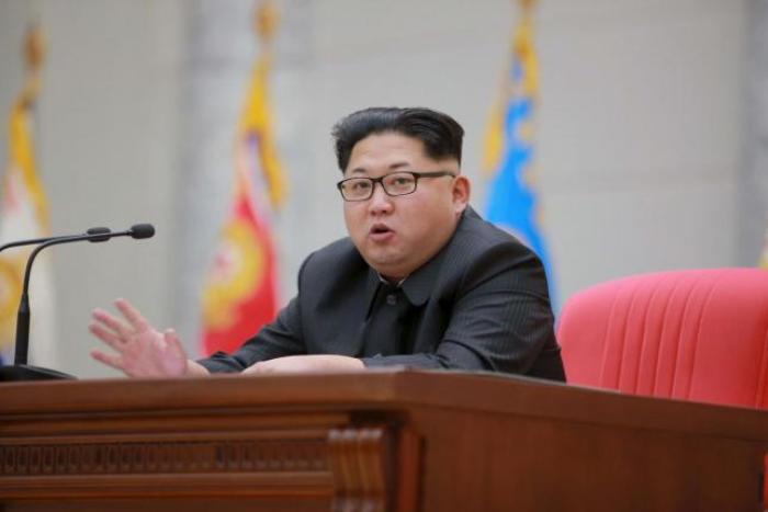 Kim Jong Un of North Korea seen here speaking in front of the Ministry of the People's Armed Forces.
