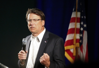 Governor of North Carolina Pat McCrory introduces candidate for U.S. Senate Thom Tillis (R-NC) at a campaign stop in Raleigh, North Carolina October 29, 2014.