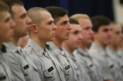 Republican U.S. presidential candidate Jeb Bush (not pictured) addresses cadets at the U.S. military at The Citadel, The Military College of South Carolina, in Charleston, South Carolina November 18, 2015.