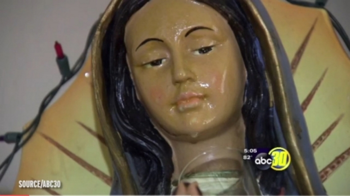 Virgin Mary statue described as 'crying' in a news report published on May 10, 2016.