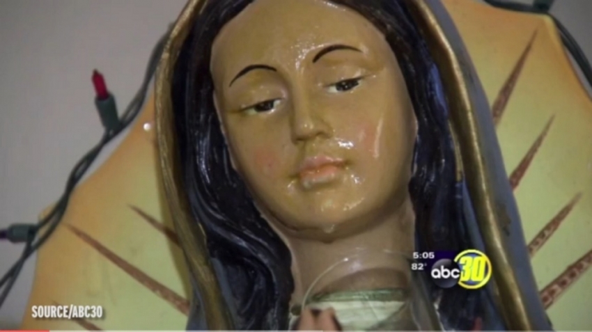 Virgin Mary statue described as "crying" in a news report published on May 10, 2016.