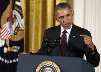 U.S. President Barack Obama speaks before presenting the Public Safety Officer Medal of Valor awards during a ceremony in the White House East Room in Washington, U.S., May 16, 2016.