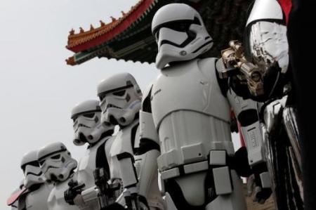 Fans dressed as Storm Troopers from "Star Wars" pose for a photo during Star Wars Day in Taipei, Taiwan, May 4, 2016.