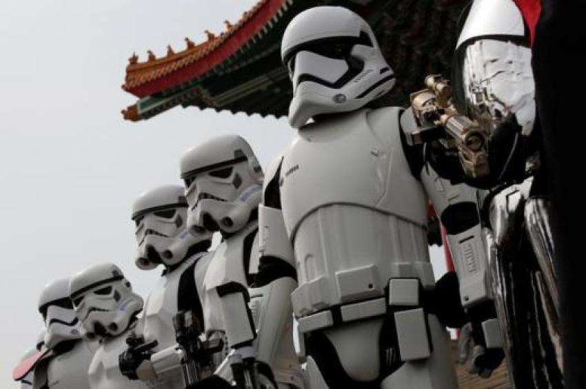 Fans dressed as Storm Troopers from "Star Wars" pose for a photo during Star Wars Day in Taipei, Taiwan, May 4, 2016.