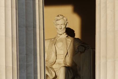 The Lincoln Memorial is seen at sunrise in Washington on April 5, 2015. On April 15, the United States commemorates the 150th anniversary of Lincoln's assassination.