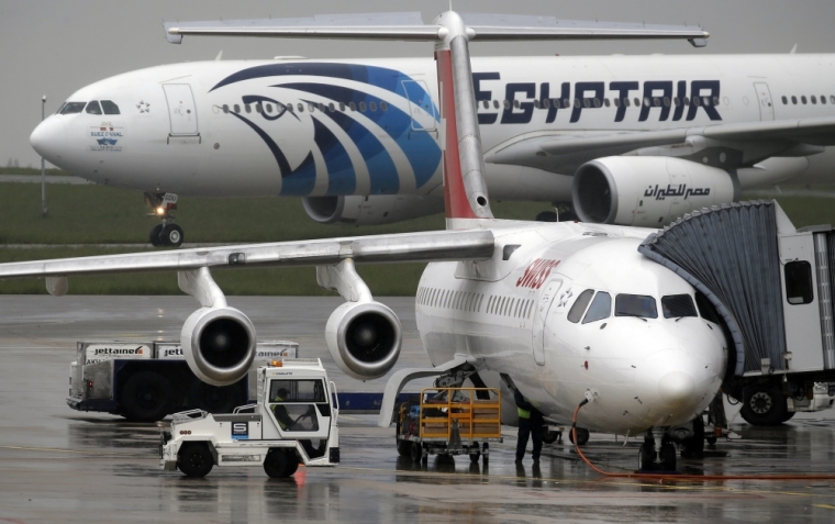 The EgyptAir plane assuring the following flight from Paris to Cairo, after flight MS804 disappeared from radar, taxies on the tarmac at Charles de Gaulle airport in Paris, France, May 19, 2016.