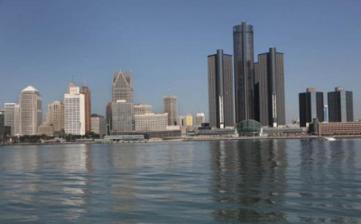 The Detroit skyline is seen from the north side of the city in Detroit, Michigan, December 3, 2013