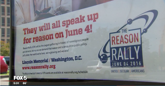 An ad for the 2016 Reason Rally, scheduled to be held on Sunday, June 4 in Washington, DC.